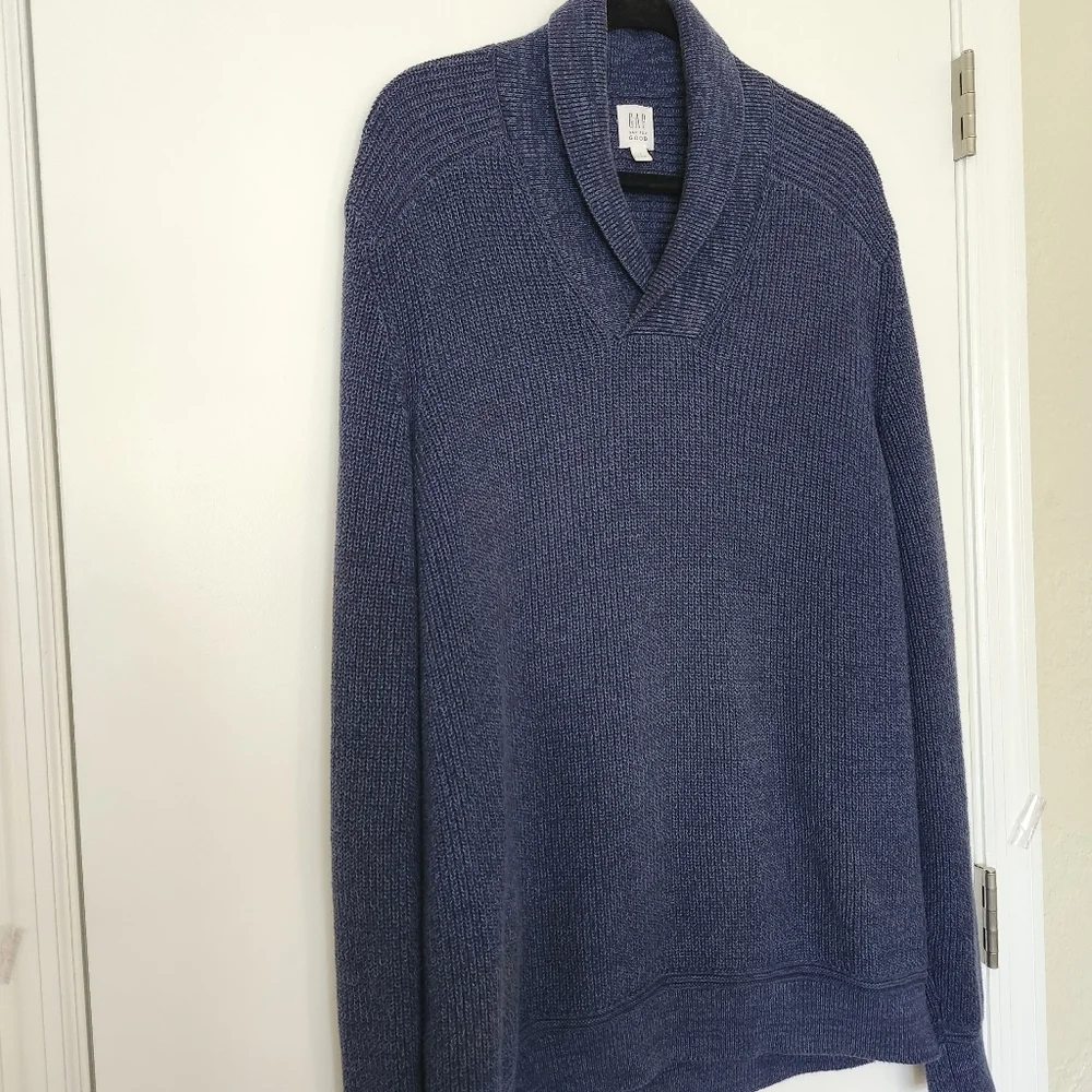 GAP Navy Blue Shawl Collar‎ Sweater Mens Large